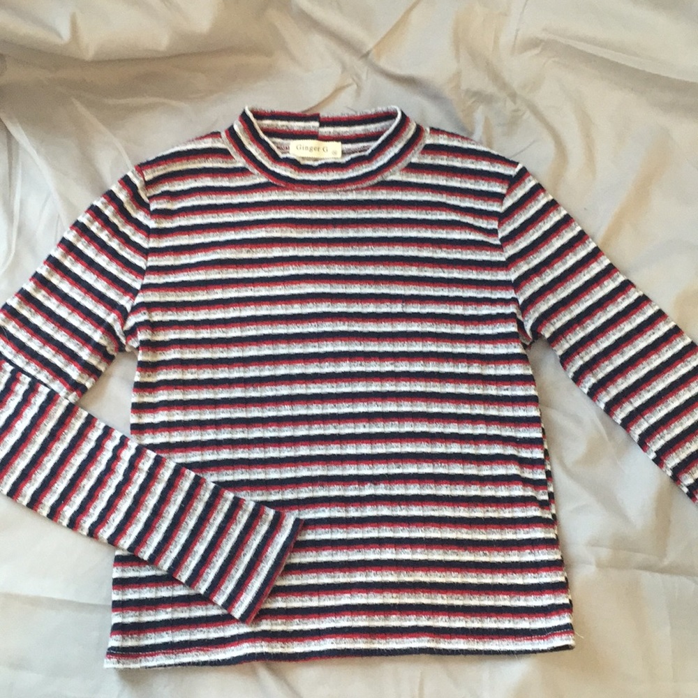 striped mock neck sweater!